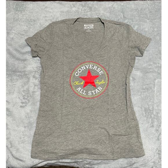 Converse Tops - Converse Gray/Yellow/Red/White V-neck Large T-Shirt